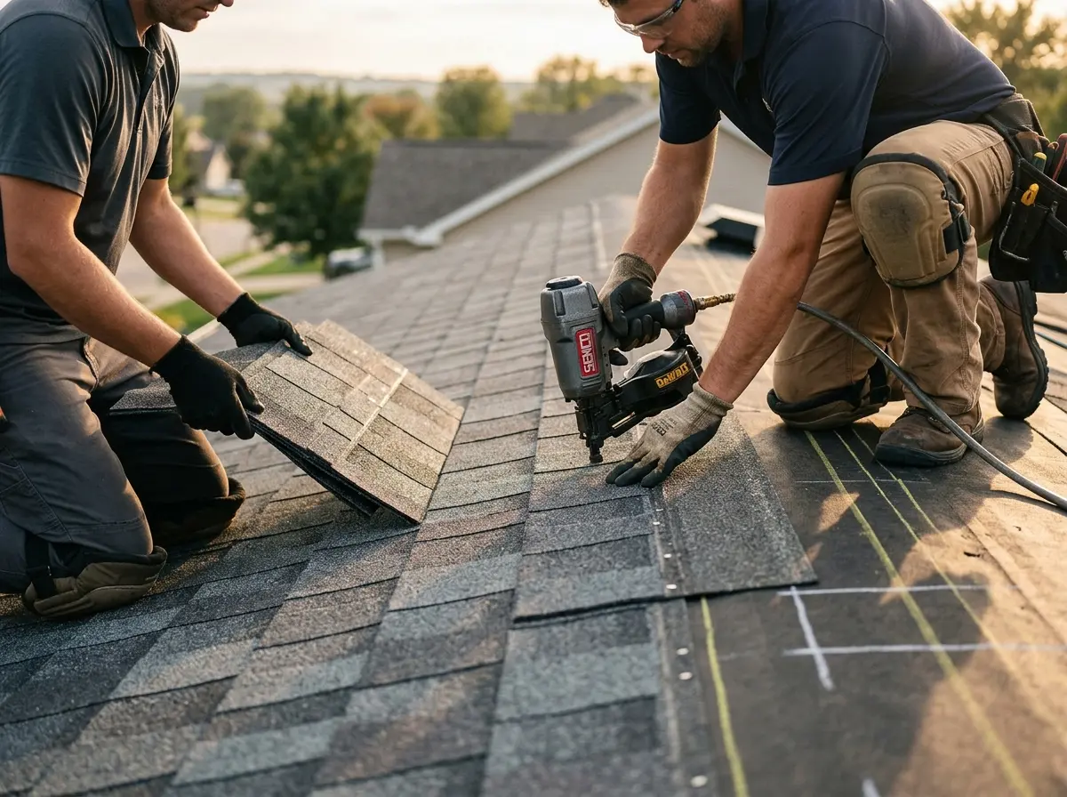 Professional roofer working on a residential roof in Chillicothe